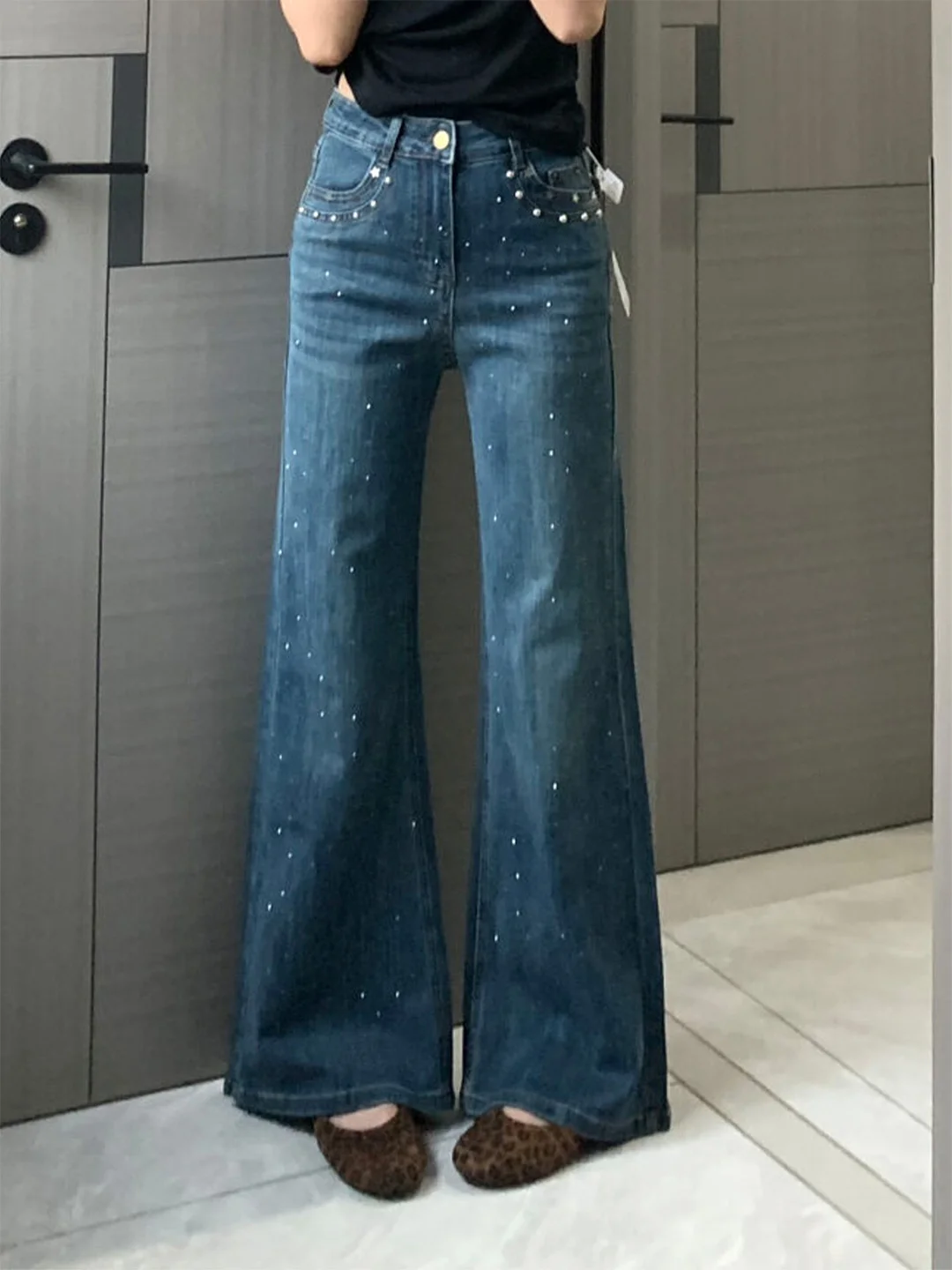 Slimming Pocket Rivet Jeans Women's Summer New Style Washed Narrow Straight Cut Denim Pants Vintage High Waist Zipper Closure
Slimming Pocket Rivet Jeans Women's Summer New Style Washed Narrow Straight Cut Denim Pants Vintage High Waist Zipper Closure