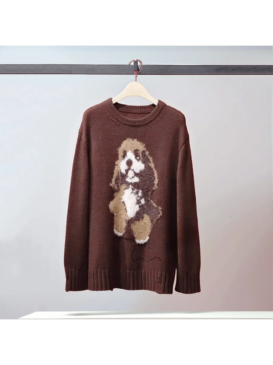 Loose Knitted Brown round Neck Cartoon Sweater Women's Autumn Winter New Style Comfortable Fashionable Girls' Knitwear
Loose Knitted Brown round Neck Cartoon Sweater Women's Autumn Winter New Style Comfortable Fashionable Girls' Knitwear