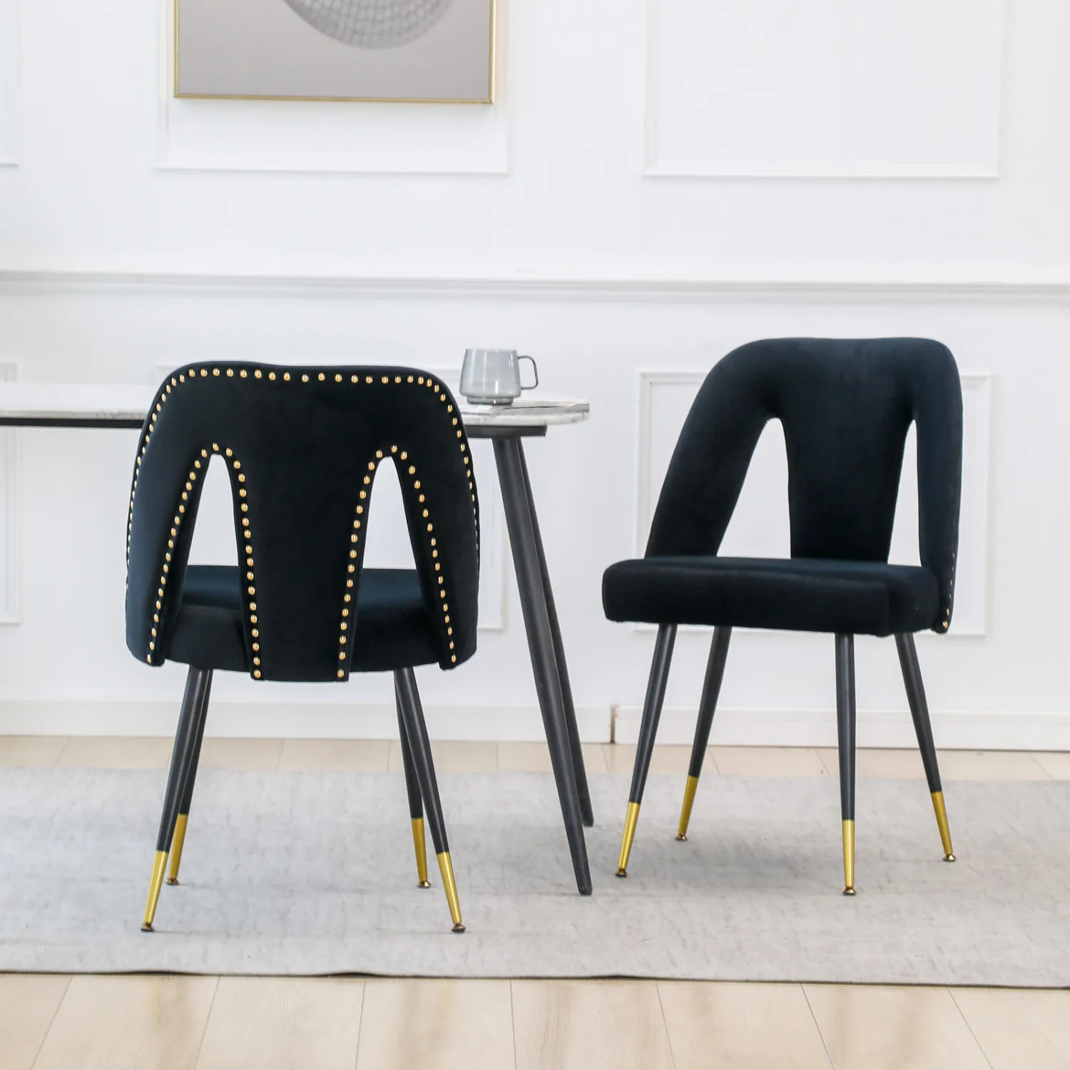 A&A Furniture,Akoya Collection Modern Contemporary Velvet Upholstered Dining Chair with Nailheads and Gold Tipped Black Metal Le
A&A Furniture,Akoya Collection Modern Contemporary Velvet Upholstered Dining Chair with Nailheads and Gold Tipped Black Metal Le