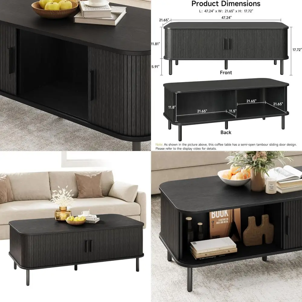 Современный прямоугольный журнальный столик середины века с местом для хранения вещей, деревянный центральный стол 47,2, регулируемая ножка, черный
Современный прямоугольный журнальный столик середины века с местом для хранения вещей, деревянный центральный стол 47,2, регулируемая ножка, черный