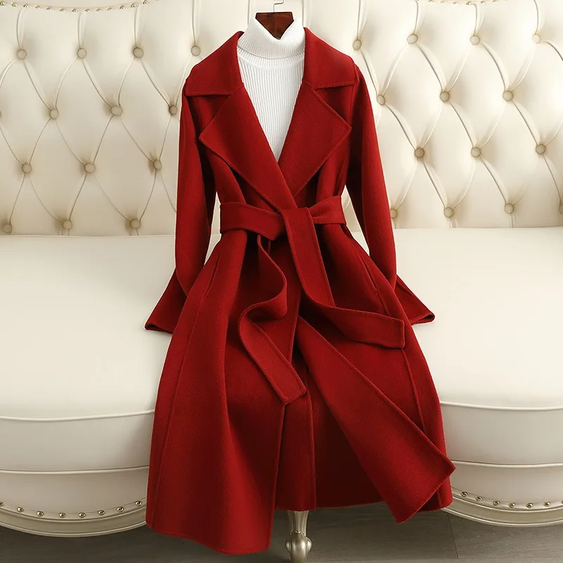 2026 NEW Women 100% Wool Long Wrap Coat Elegant Notched Collar Belted Warm Double Faced Woolen Winter Overcoat
2026 NEW Women 100% Wool Long Wrap Coat Elegant Notched Collar Belted Warm Double Faced Woolen Winter Overcoat