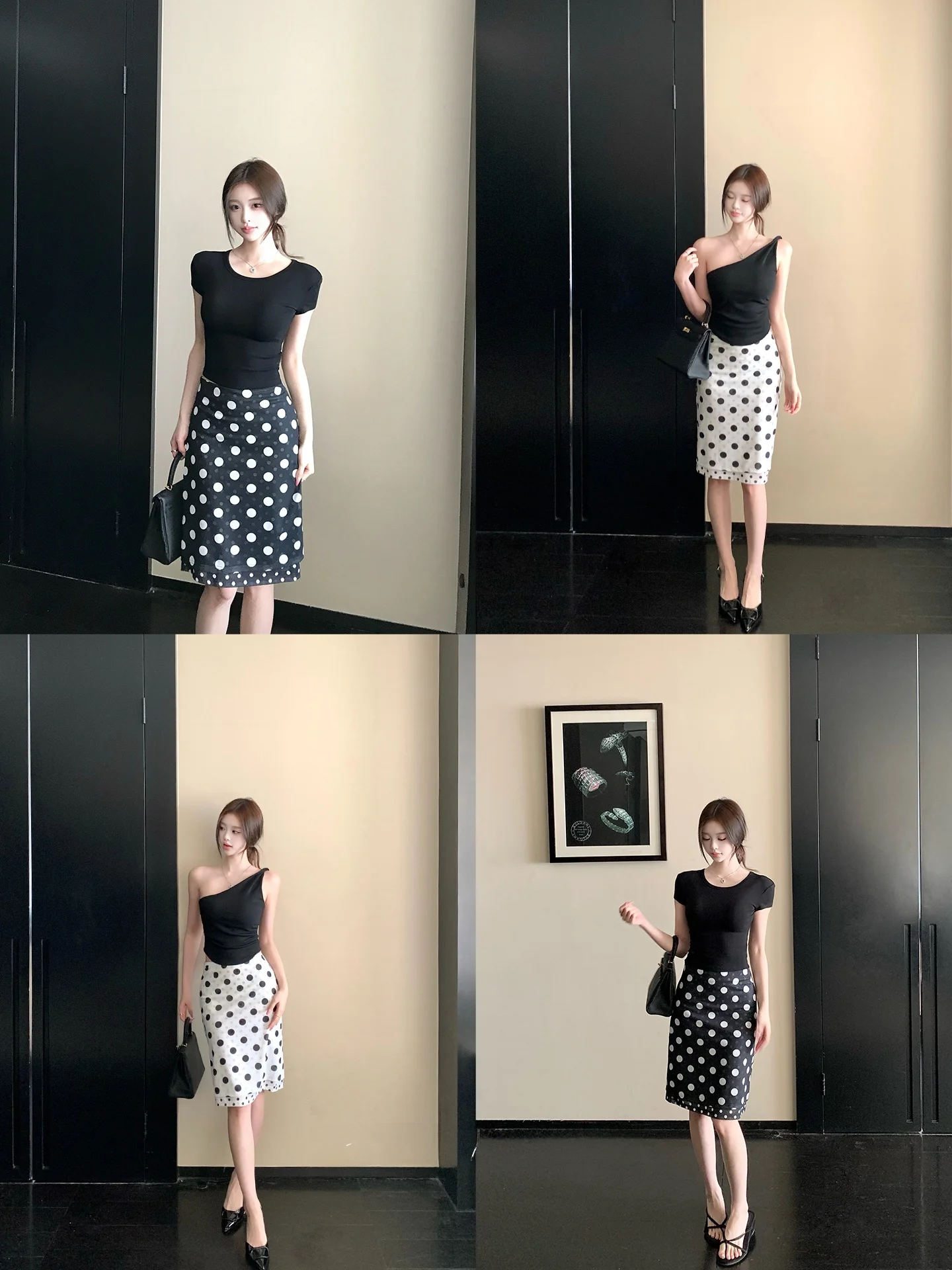 Black White Polka Dot Elastic Net Two Layer Slim Fit Half Skirt Holiday Bodycon Pencil Skirt Women's mid Waist Other Material
Black White Polka Dot Elastic Net Two Layer Slim Fit Half Skirt Holiday Bodycon Pencil Skirt Women's mid Waist Other Material