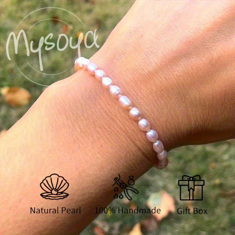 MYSOYA 5-6mm Natural Pink Rice Shape Freshwater Pearl Bracelet For Women And Men With Gift Box Birthday Wedding Jewelry Gift
MYSOYA 5-6mm Natural Pink Rice Shape Freshwater Pearl Bracelet For Women And Men With Gift Box Birthday Wedding Jewelry Gift