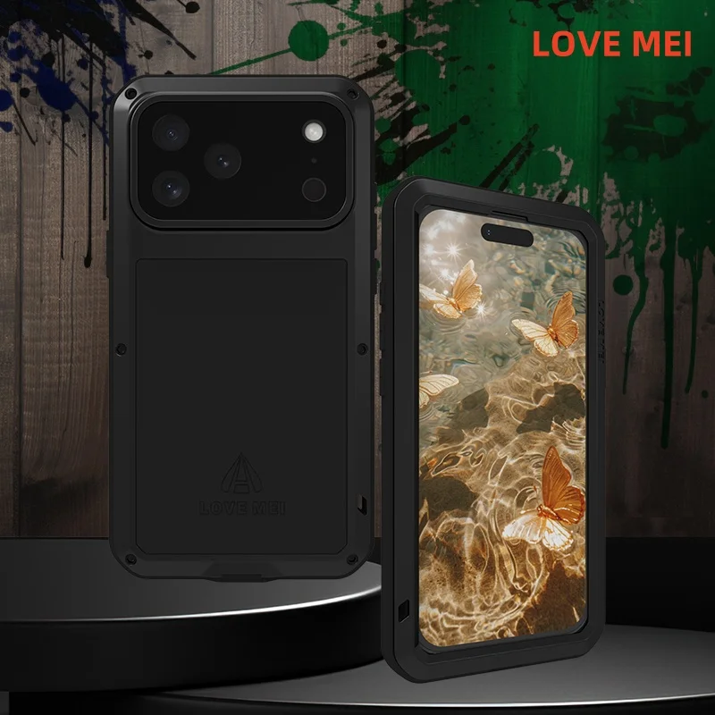 LOVEMEI сверхмощный бронированный алюминиевый металлический чехол для iPhone 17 Pro Max с противоударным защитным экраном-бампером из закаленного стекла
LOVEMEI сверхмощный бронированный алюминиевый металлический чехол для iPhone 17 Pro Max с противоударным защитным экраном-бампером из закаленного стекла