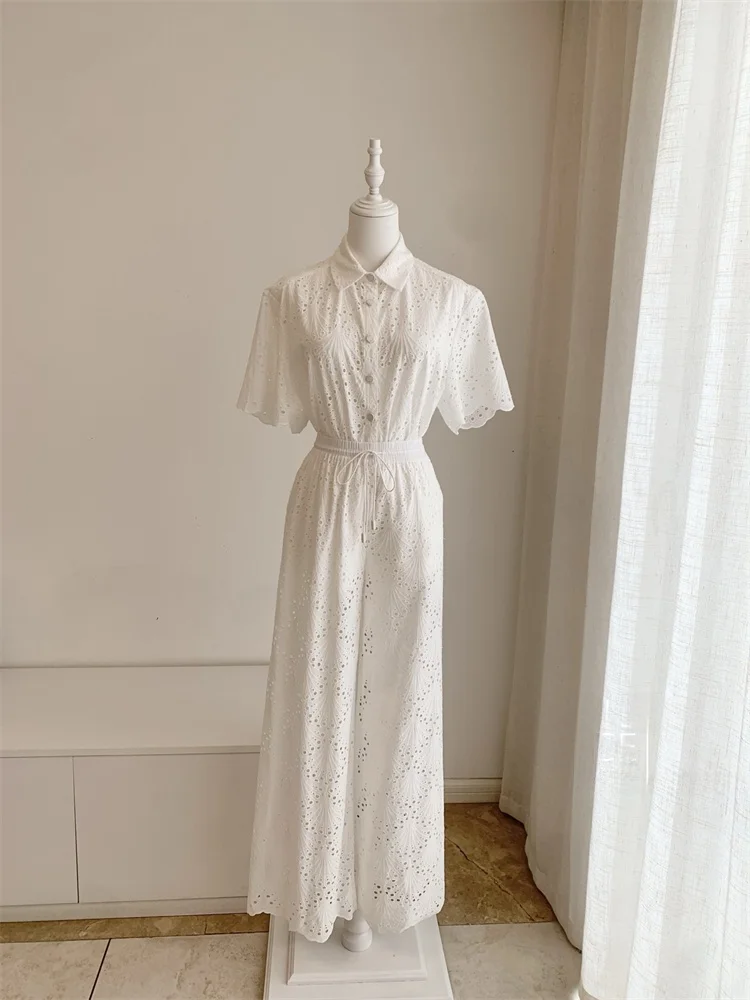 Susan Australian Hollow out Cotton Embroidery Short Sleeve Shirt Pants Set White Fashionable Women's Summer Outfit Two-Piece ...
Susan Australian Hollow out Cotton Embroidery Short Sleeve Shirt Pants Set White Fashionable Women's Summer Outfit Two-Piece ...