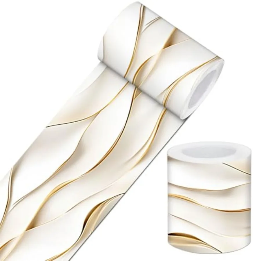White Wave Gold Line Peel and Stick Wallpaper Border 4 x 196 Inch Self Adhesive Removable Wall Trim Vinyl Border for Bathroom K
White Wave Gold Line Peel and Stick Wallpaper Border 4 x 196 Inch Self Adhesive Removable Wall Trim Vinyl Border for Bathroom K