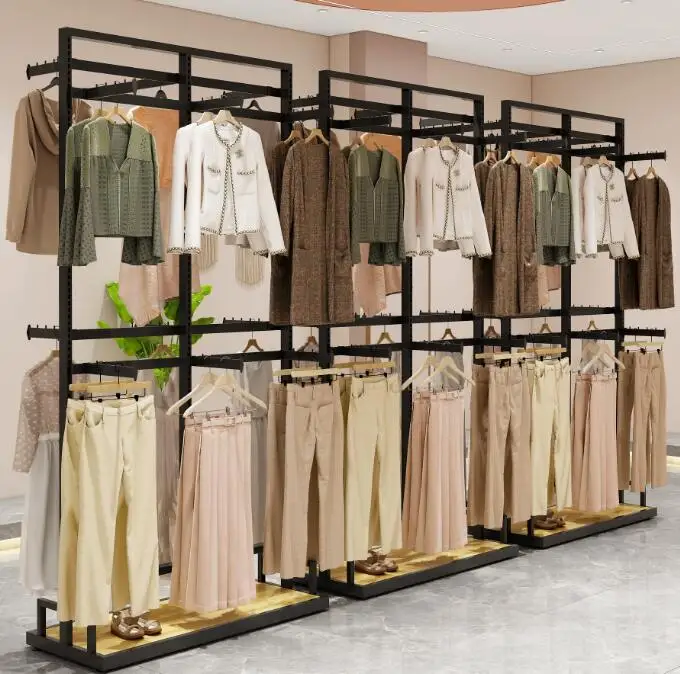 Front hanging rack, women's double-sided display rack, island rack, clothing store shelf
Front hanging rack, women's double-sided display rack, island rack, clothing store shelf