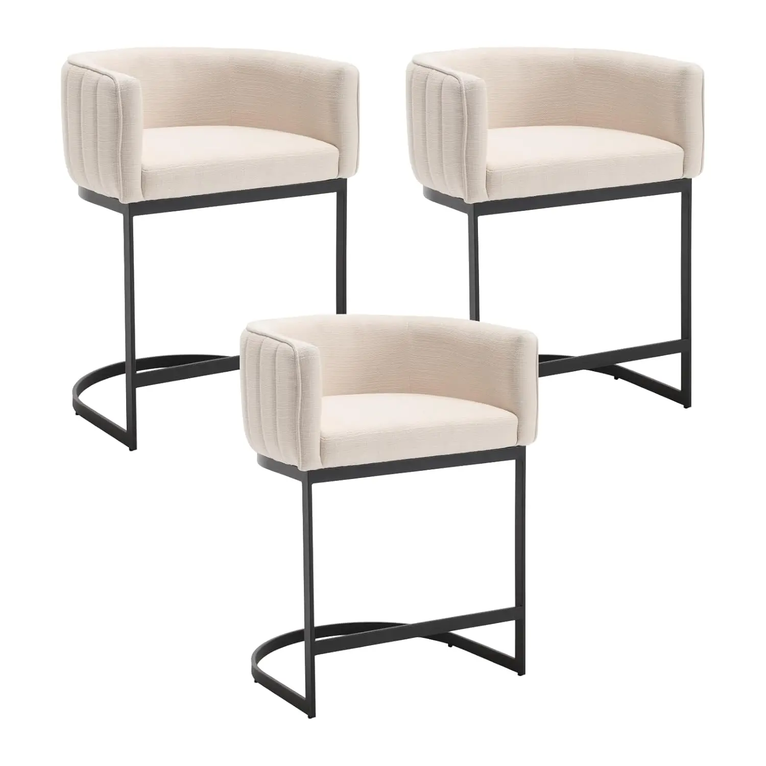 Modern Counter Height Bar Stools Set Of 3 For Kitchen Island, Beige, Linen Fabric Upholstered Barrel Back Stool, Customized
Modern Counter Height Bar Stools Set Of 3 For Kitchen Island, Beige, Linen Fabric Upholstered Barrel Back Stool, Customized