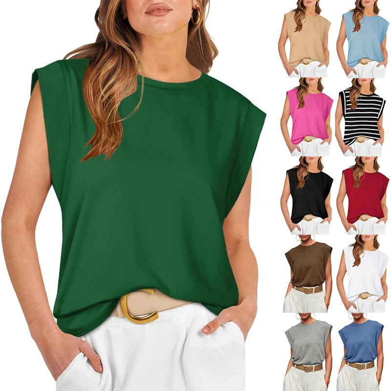 Womens Crew Neck Summer Loose Sexy Tank Tops Blouse Ladies Holiday Elegant Sweet Casual Sleeveless Shirt Solid Color Tops
Womens Crew Neck Summer Loose Sexy Tank Tops Blouse Ladies Holiday Elegant Sweet Casual Sleeveless Shirt Solid Color Tops