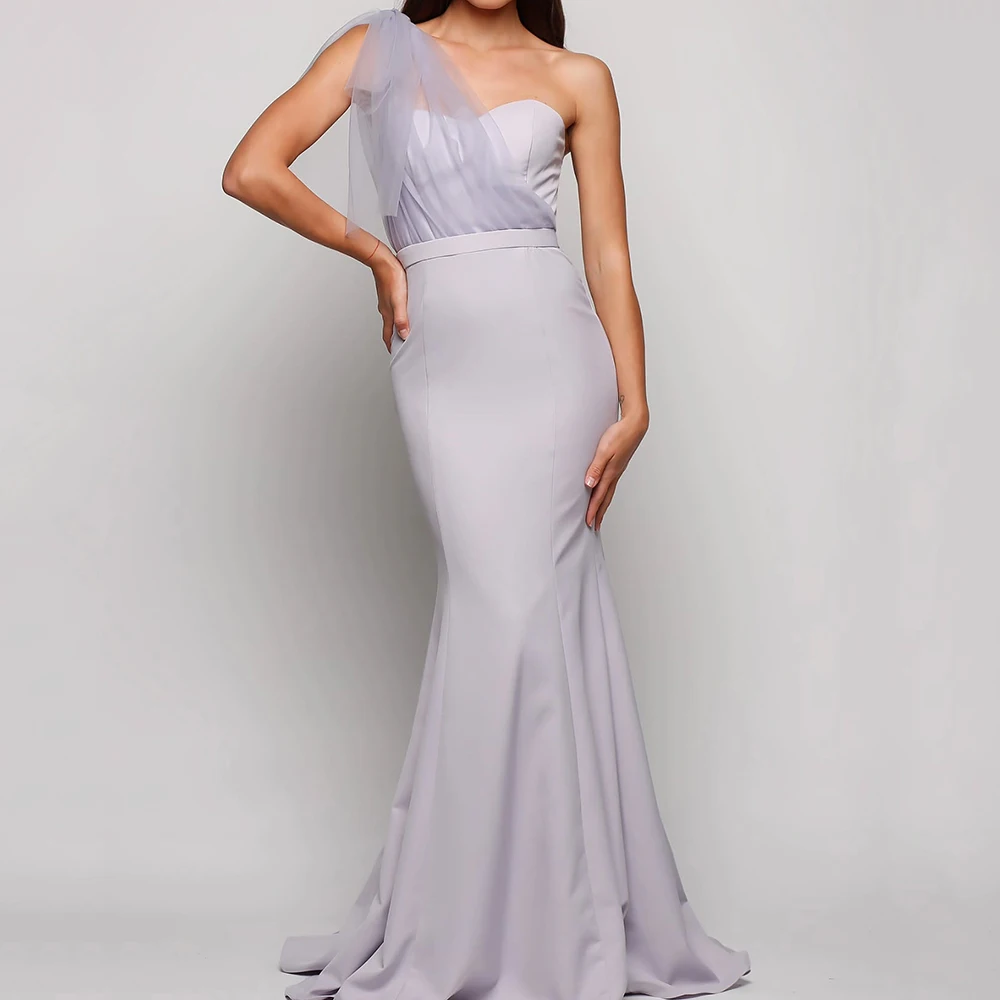 Customized Mermaid Evening Dresses Floor-length One-shoulder Sleeveless Prom Gown Simple Fashion Draped Backless Party Gown 
Customized Mermaid Evening Dresses Floor-length One-shoulder Sleeveless Prom Gown Simple Fashion Draped Backless Party Gown