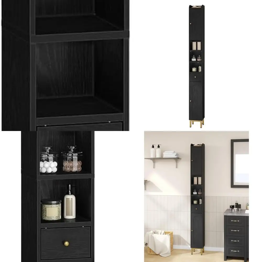 Adjustable Shelf Tall Black Freestanding Bathroom Storage Cabinet, 7.9D x 7.9W x 70.9H
Adjustable Shelf Tall Black Freestanding Bathroom Storage Cabinet, 7.9D x 7.9W x 70.9H