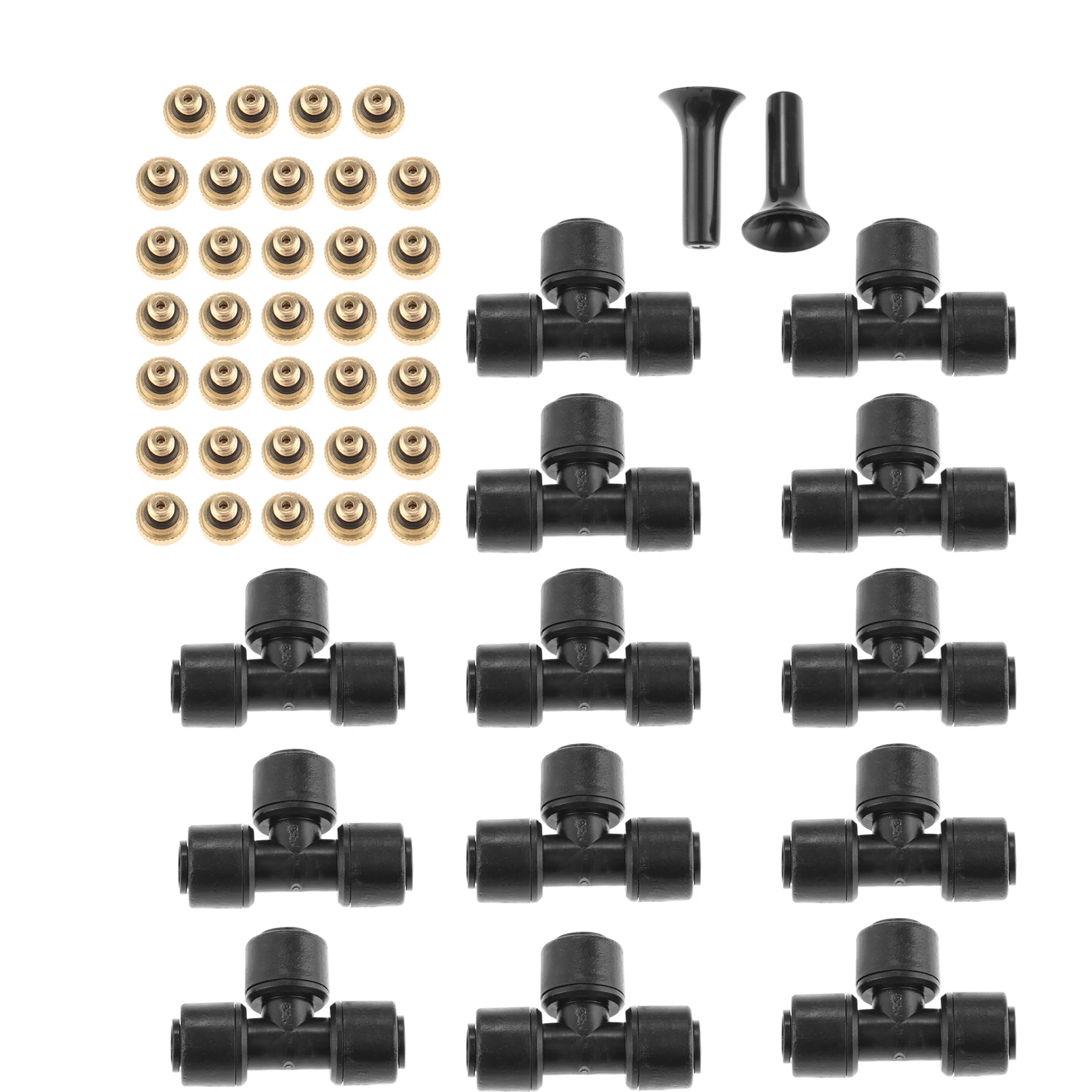 49Pcs Brass Misting Nozzles Kit 0.012 Orifice 10/24 UNC Mister Nozzles 1/4 Inch Sliding Lock Tees for Outdoor Cooling System
49Pcs Brass Misting Nozzles Kit 0.012 Orifice 10/24 UNC Mister Nozzles 1/4 Inch Sliding Lock Tees for Outdoor Cooling System