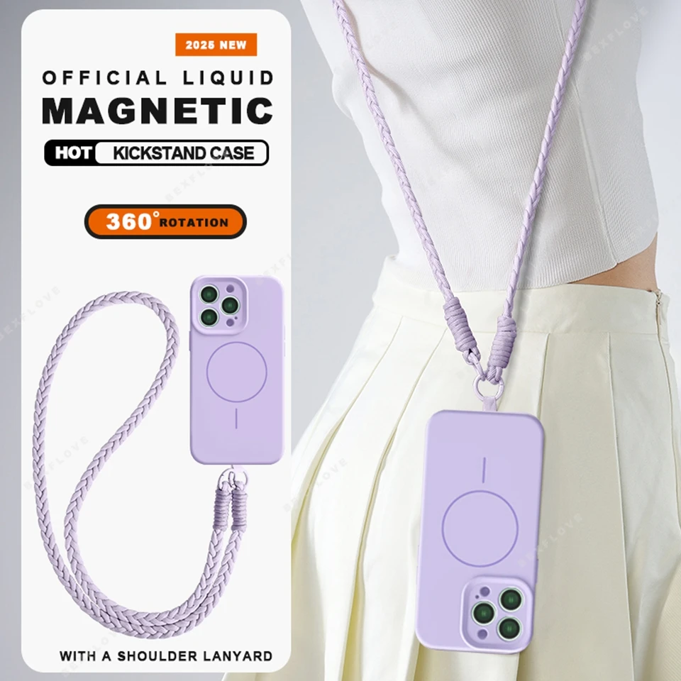 Lanyard Magnetic Phone Case For iPhone 16 14 15 Plus 11 12 13 16 Pro Max Magsafe Liquid Silicone Charge Strap Protector Cover
Lanyard Magnetic Phone Case For iPhone 16 14 15 Plus 11 12 13 16 Pro Max Magsafe Liquid Silicone Charge Strap Protector Cover