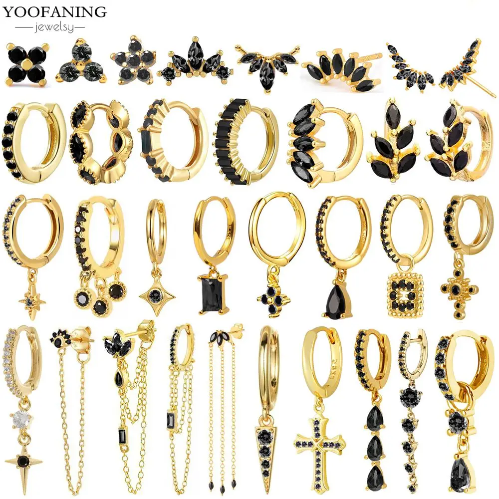 925 Sterling Silver Ear Needle Premium Light Luxury Hoop Earrings Classic Black Zircon Series Earrings for Women Jewelry Party
925 Sterling Silver Ear Needle Premium Light Luxury Hoop Earrings Classic Black Zircon Series Earrings for Women Jewelry Party