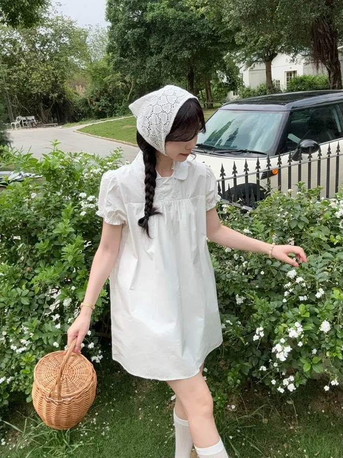 Summer New Design Anti-Aging plus Size Women's Set Doll Collar Bubble Sleeve Dress with Safety Shorts Fashionable Korean Style
Summer New Design Anti-Aging plus Size Women's Set Doll Collar Bubble Sleeve Dress with Safety Shorts Fashionable Korean Style