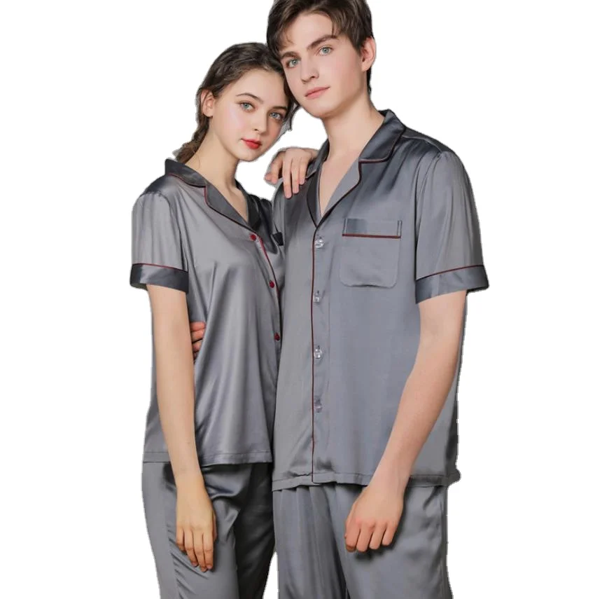 Breathable Adults Silk Pajamas Sets Women's and Men's Home Clothes Couples Sleepwear
Breathable Adults Silk Pajamas Sets Women's and Men's Home Clothes Couples Sleepwear