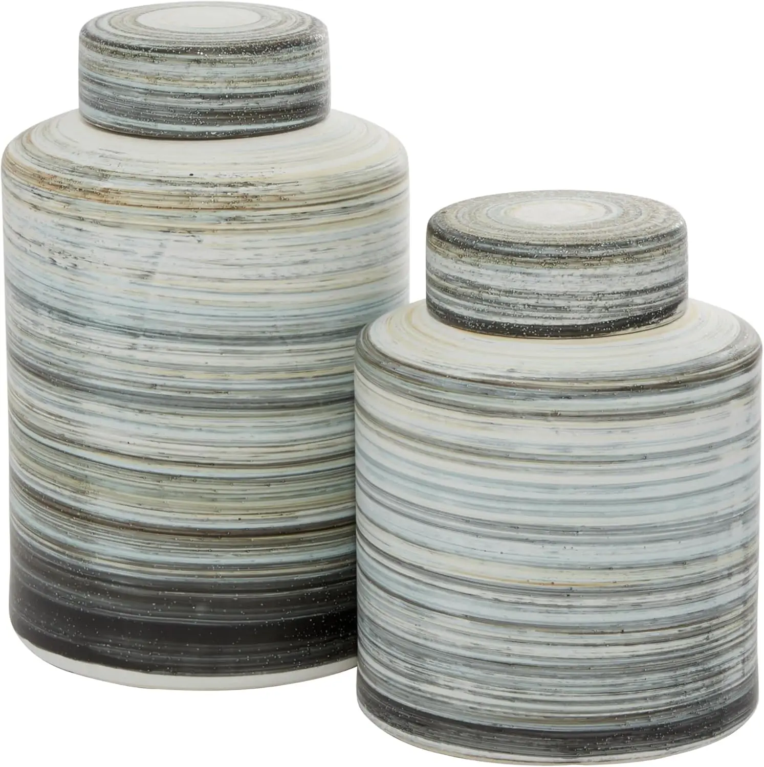 Ceramic Living Room Decorative Jars Striped Decorative Container, Set Of 2 Jar With Lid 13"", 10""H, Gray
Ceramic Living Room Decorative Jars Striped Decorative Container, Set Of 2 Jar With Lid 13"", 10""H, Gray