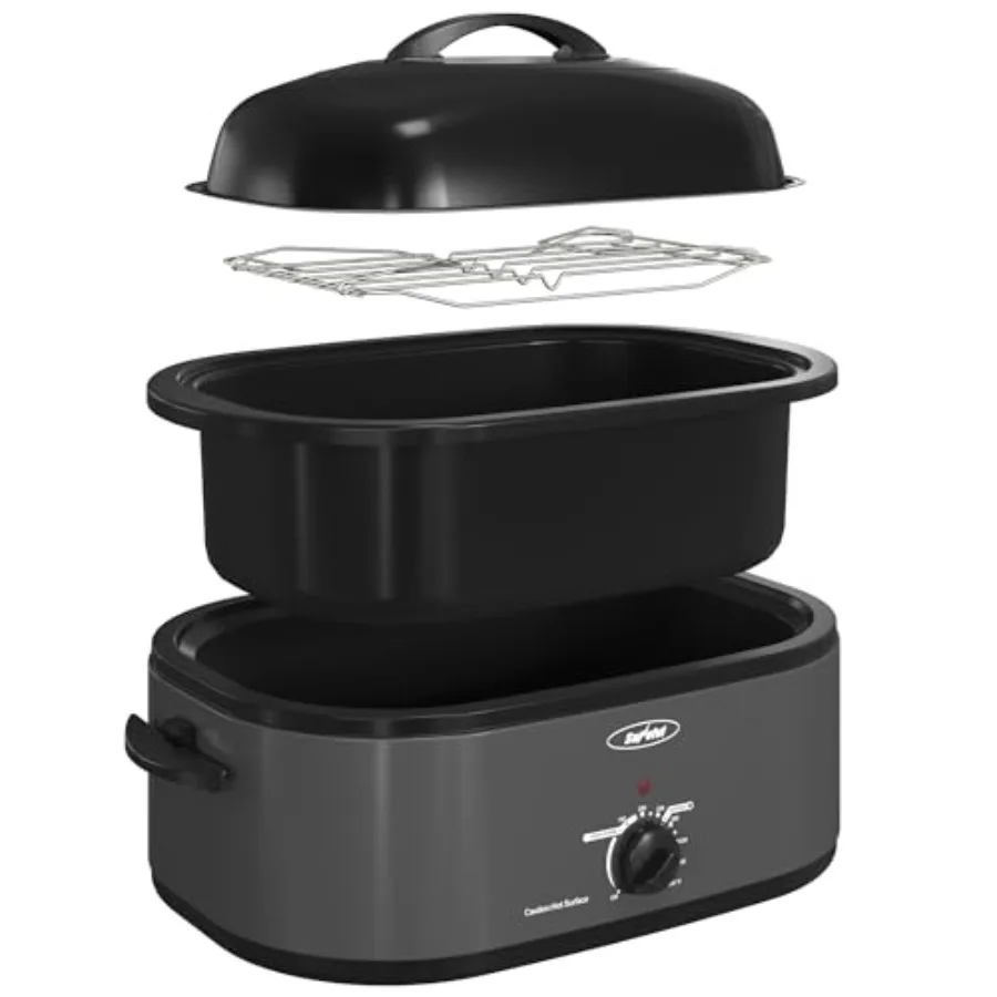 20 Quart Electric Roaster Oven with Stainless Steel Build Self-Basting Lid Removable Pan Rack 150-450F Temperature Control Defr
20 Quart Electric Roaster Oven with Stainless Steel Build Self-Basting Lid Removable Pan Rack 150-450F Temperature Control Defr