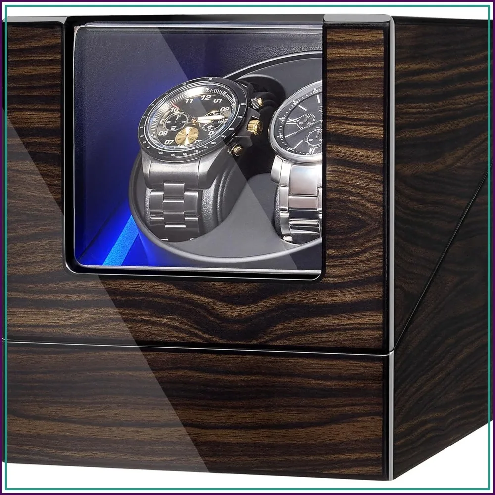 Double Automatic Watch Winder, Super Quiet Motor, Flexible Pillows, LED Backlight, 5 Modes, Battery or USB
Double Automatic Watch Winder, Super Quiet Motor, Flexible Pillows, LED Backlight, 5 Modes, Battery or USB