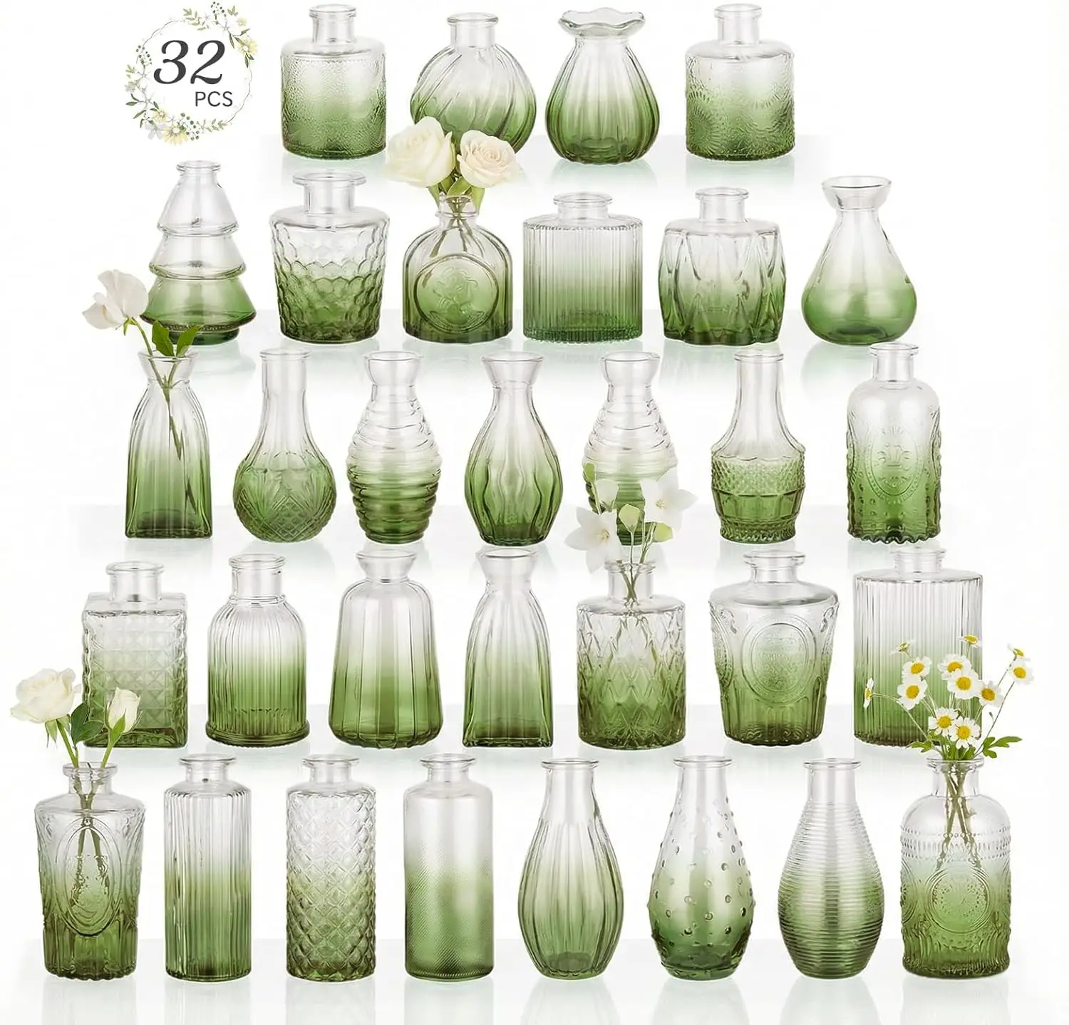 32 Pack Flower Vase Mini Glass Bud Vases Vintage Small Vases for Centerpiece Table Wedding Decorations Home Decor Party
32 Pack Flower Vase Mini Glass Bud Vases Vintage Small Vases for Centerpiece Table Wedding Decorations Home Decor Party