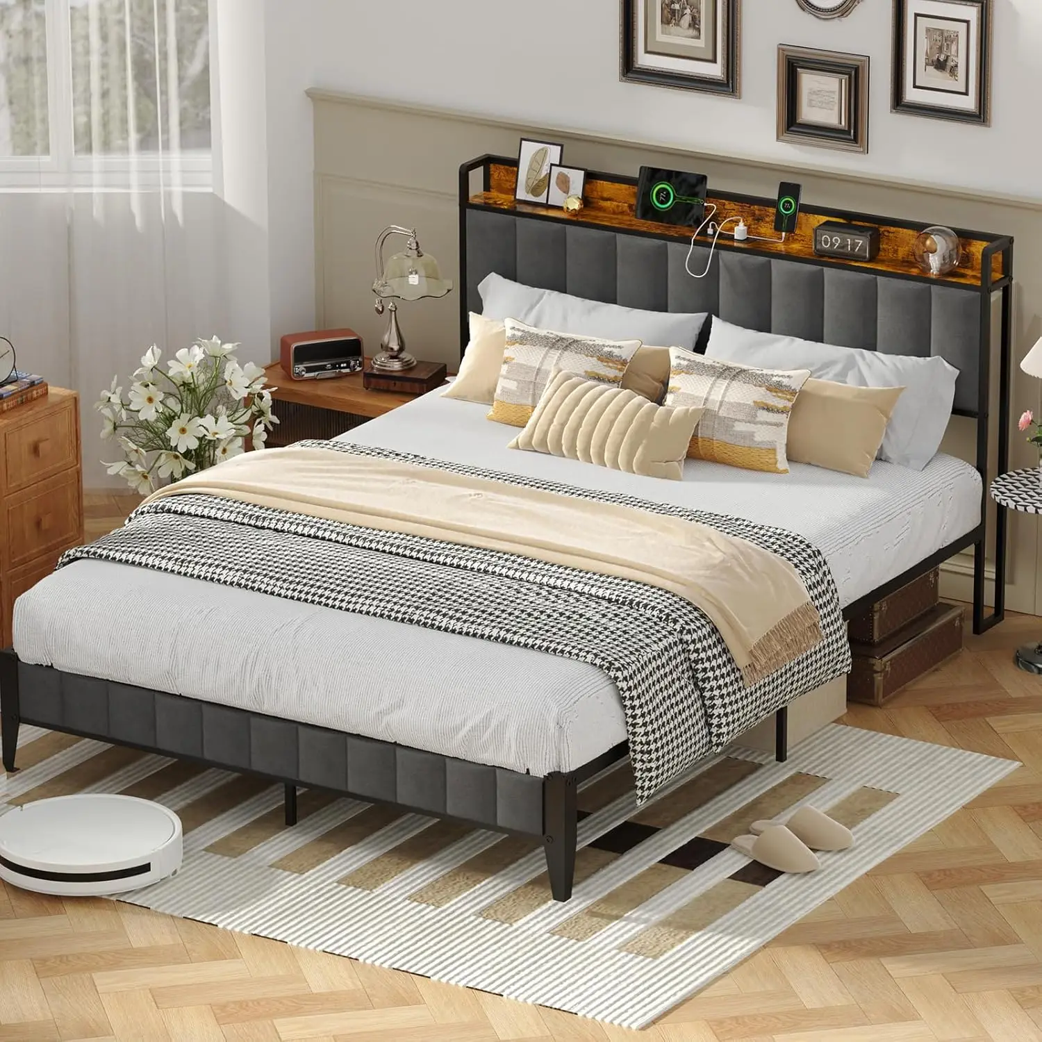 Bed Frame, Storage Headboard with USB Ports & Charging Station (Basic, Full)
Bed Frame, Storage Headboard with USB Ports & Charging Station (Basic, Full)