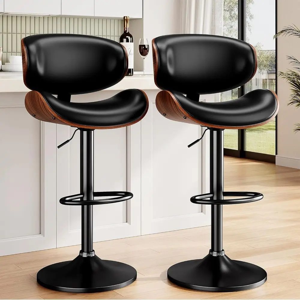 Adjustable PU Leather Swivel Bar Stools Set of 2, Kitchen Counter Height Chairs with Back and Footrest, Ideal for Bar, Kitchen,
Adjustable PU Leather Swivel Bar Stools Set of 2, Kitchen Counter Height Chairs with Back and Footrest, Ideal for Bar, Kitchen,