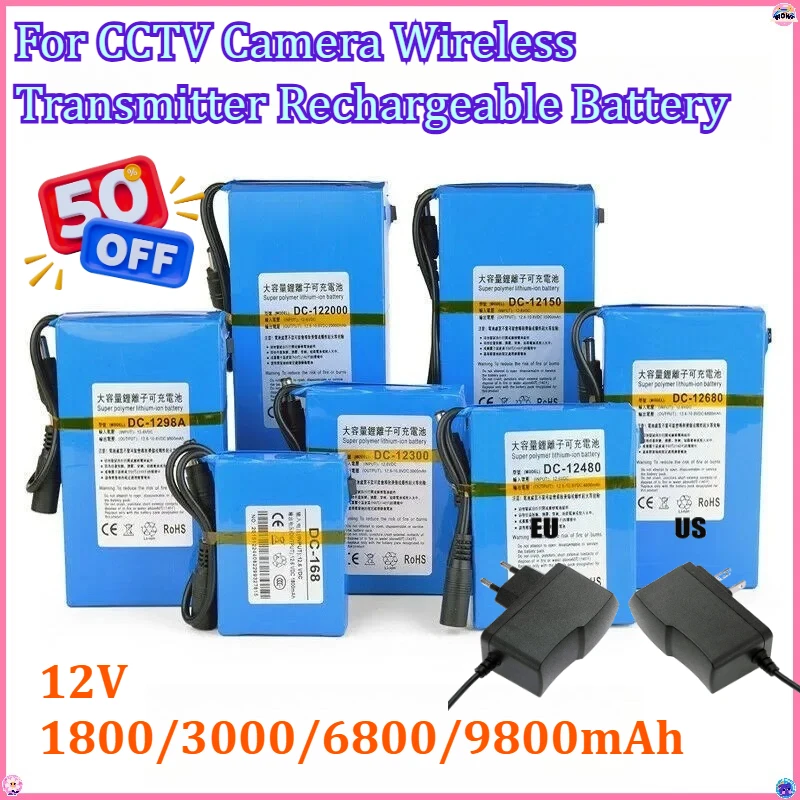12V 1800/3000/6800/9800mAh Lithium 12.6VDC Super Rechargeable Battery for CCTV Camera Wireless Transmitter Rechargeable Battery
12V 1800/3000/6800/9800mAh Lithium 12.6VDC Super Rechargeable Battery for CCTV Camera Wireless Transmitter Rechargeable Battery