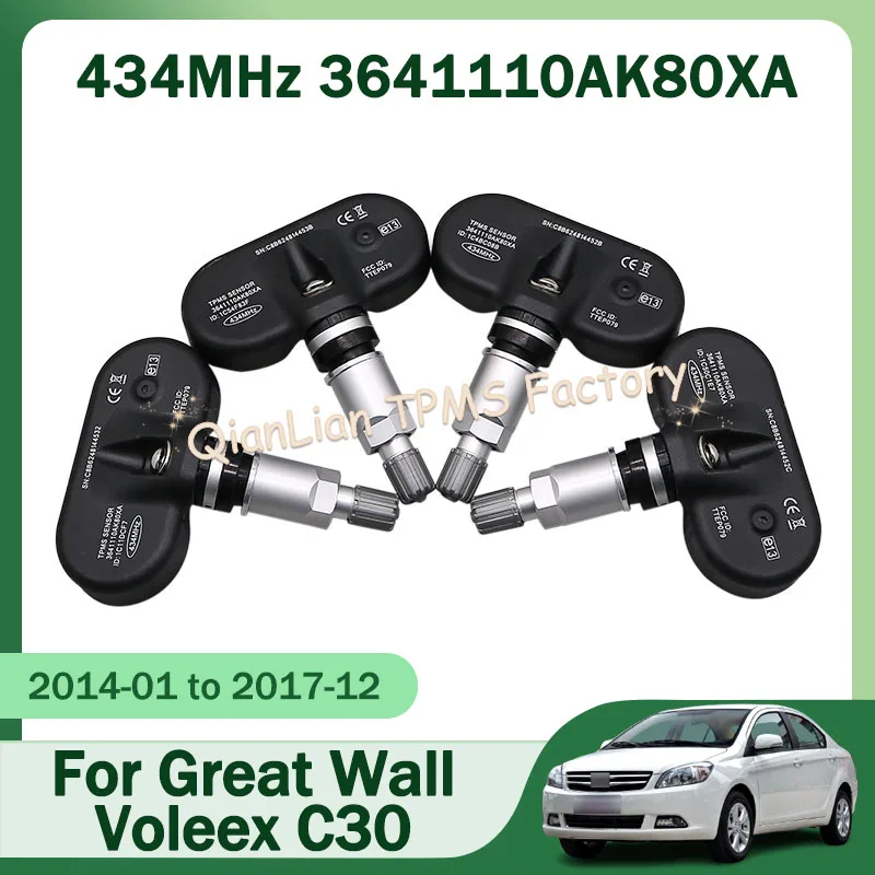 TPMS Sensors Set Of 4 3641110AK80XA For Great Wall Voleex C30 Tracker Wingle 5 Wingle 6 434MHz Tire Pressure Monitoring System
TPMS Sensors Set Of 4 3641110AK80XA For Great Wall Voleex C30 Tracker Wingle 5 Wingle 6 434MHz Tire Pressure Monitoring System