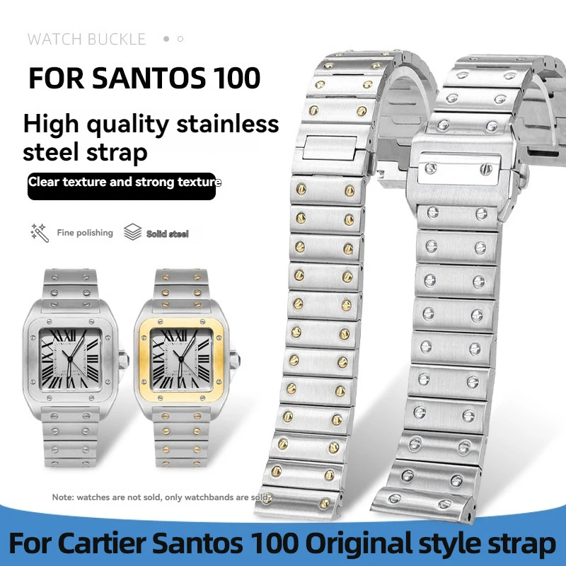 For Cartier Santos 100 Original style Refined steel Watch strap 20 23mm Men Stainless steel Silver Gold Folding buckle Watchband
For Cartier Santos 100 Original style Refined steel Watch strap 20 23mm Men Stainless steel Silver Gold Folding buckle Watchband