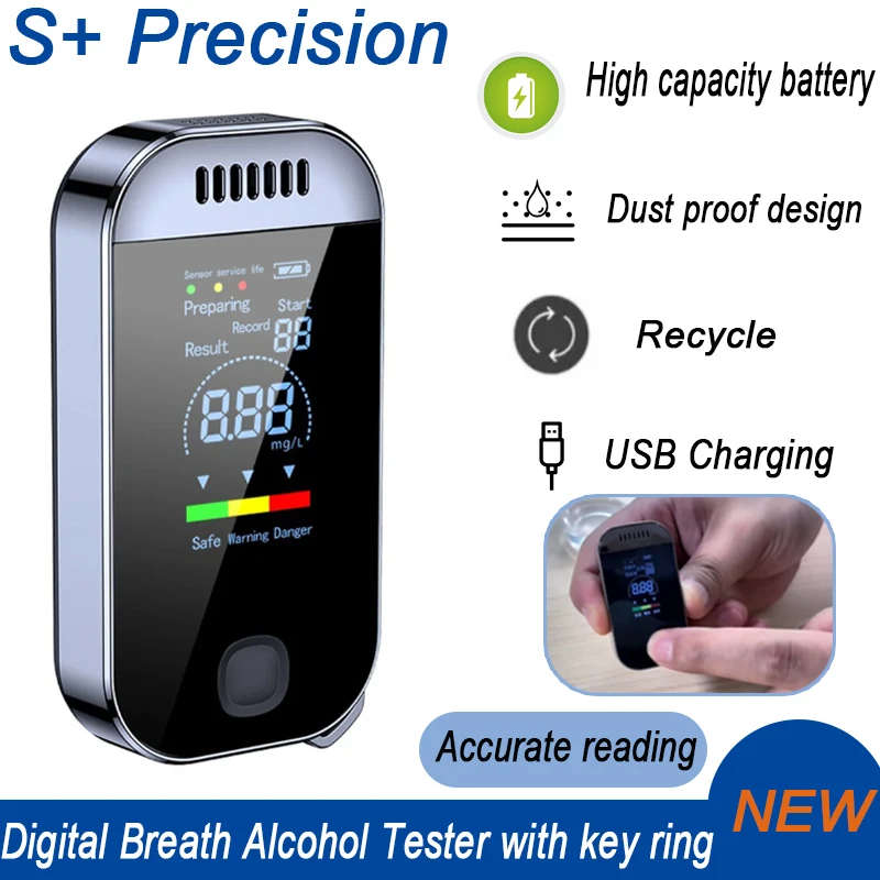 Non-Contact Alcohol Tester Breathalyzer USB Rechargeable with LED Digital Display Tester Portable Automobile Accessories
Non-Contact Alcohol Tester Breathalyzer USB Rechargeable with LED Digital Display Tester Portable Automobile Accessories
