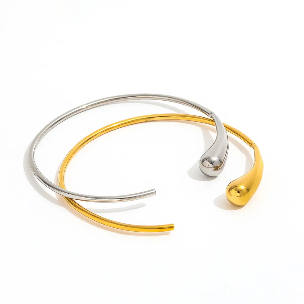 Joolim Jewelry Wholesale High End PVD Waterproof Fashion Simple Smooth Teardrop Wire Cuff Stainless Steel Bracelet for Women
Joolim Jewelry Wholesale High End PVD Waterproof Fashion Simple Smooth Teardrop Wire Cuff Stainless Steel Bracelet for Women