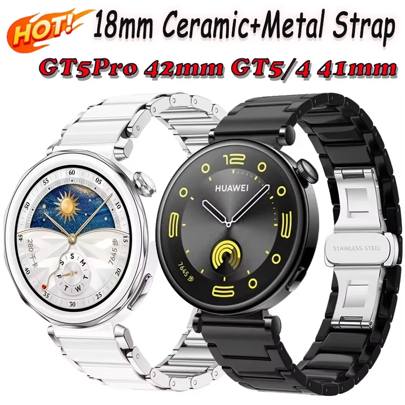 18mm Ceramic+Metal Strap for Huawei Watch GT5 Pro 42mm Luxury Bracelet Wristband Huawei Watch GT5 41mm GT4 41mm Accessories Belt
18mm Ceramic+Metal Strap for Huawei Watch GT5 Pro 42mm Luxury Bracelet Wristband Huawei Watch GT5 41mm GT4 41mm Accessories Belt