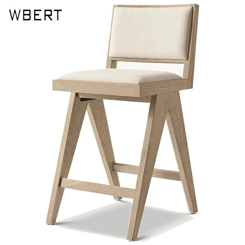 French Solid Wood High Stool Bar Chair in Simple American Style for Home Island Counter
French Solid Wood High Stool Bar Chair in Simple American Style for Home Island Counter