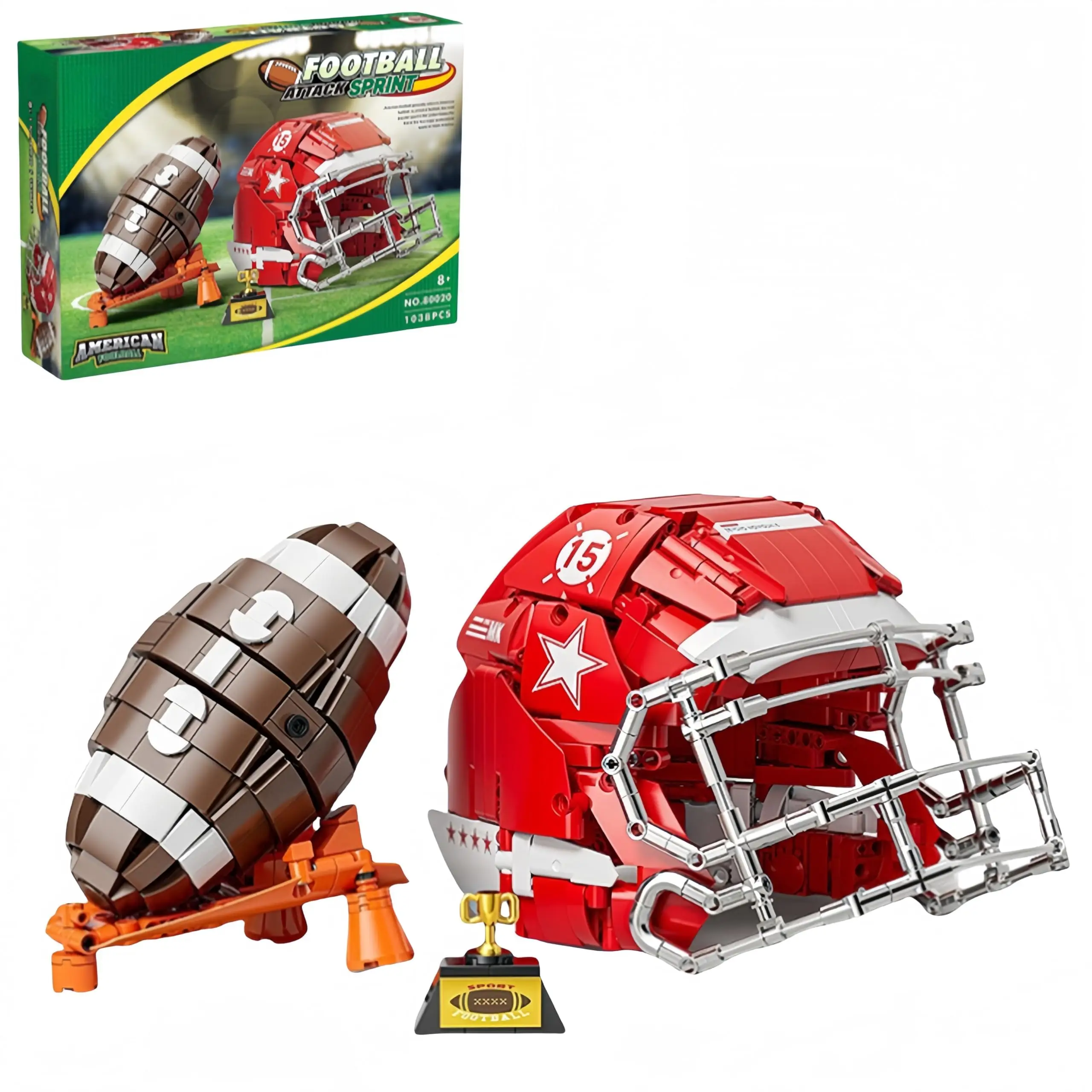 Football and Red Football Helmets Building Blocks Kits Football Stadium Toy Great gifts for sports fans 1038pcs(Brown Football)
Football and Red Football Helmets Building Blocks Kits Football Stadium Toy Great gifts for sports fans 1038pcs(Brown Football)