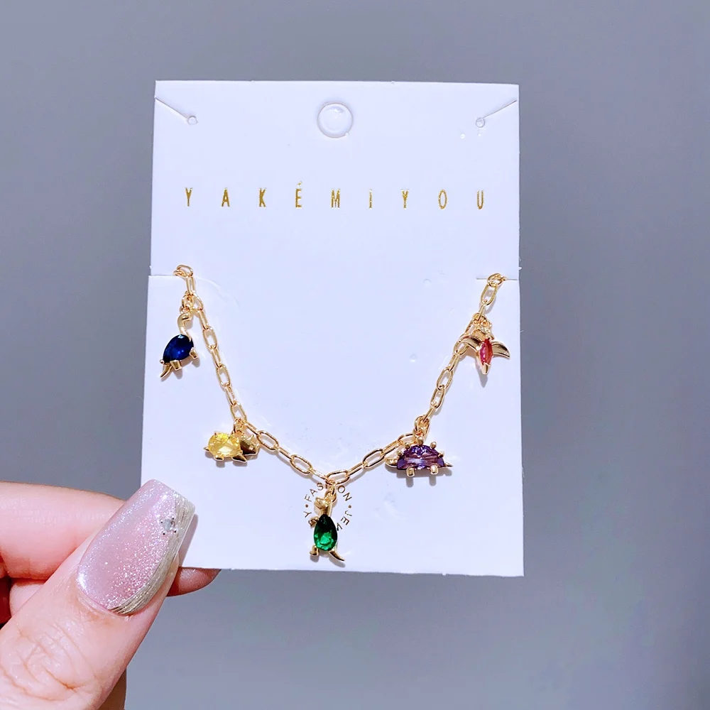 New Design Colorful Zircon Crystal Dino Pendant Chain Bracelet Gold Color Plated Brass Women Gift Jewelry
New Design Colorful Zircon Crystal Dino Pendant Chain Bracelet Gold Color Plated Brass Women Gift Jewelry