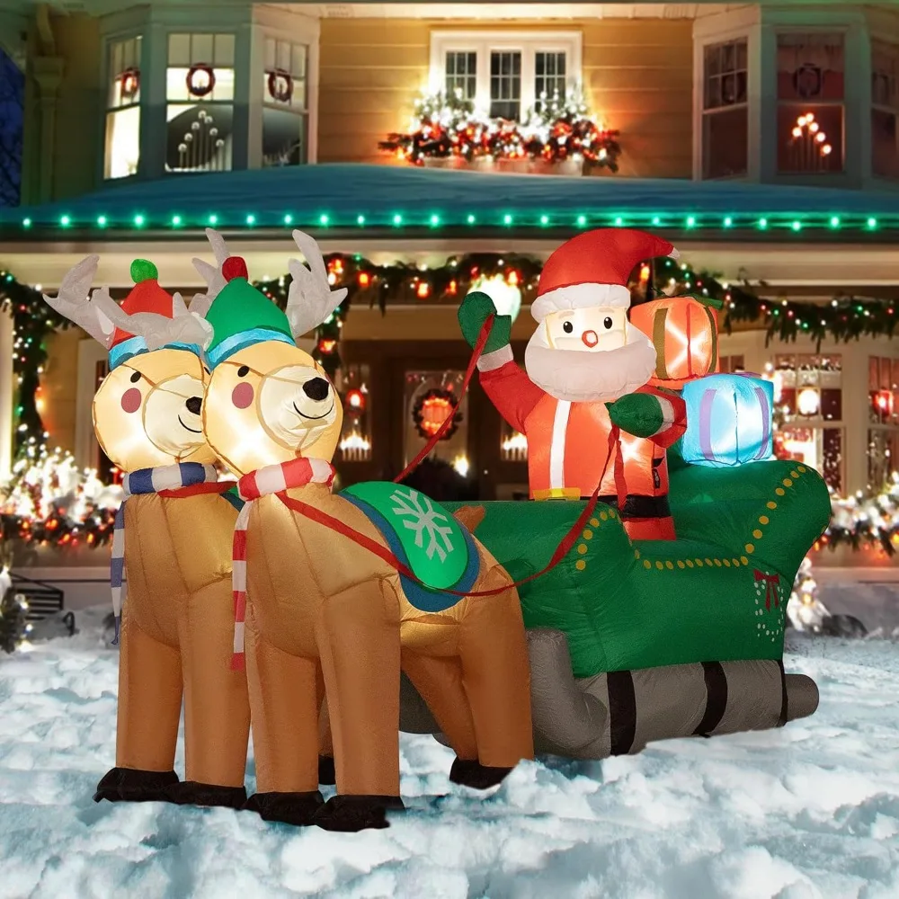 6.9ft Long Christmas Inflatable LED Lighted Santa on Gray Sleigh with Reindeers and Gift Boxes Blow up Outdoor Yard Decoration
6.9ft Long Christmas Inflatable LED Lighted Santa on Gray Sleigh with Reindeers and Gift Boxes Blow up Outdoor Yard Decoration