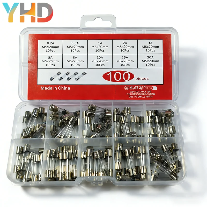 100PCS 5x20mm Glass Tube Fuse Assortment Kit, 10 Values 0.2A-20A (10pcs Each) with Box, Fast Blow Cartridge Fuses for Circuit Pr
100PCS 5x20mm Glass Tube Fuse Assortment Kit, 10 Values 0.2A-20A (10pcs Each) with Box, Fast Blow Cartridge Fuses for Circuit Pr