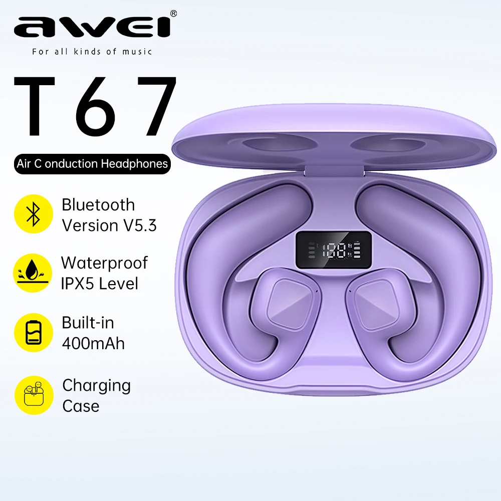 Awei Air Conduction Wireless Bluetooth Headset Sport Waterproof Wireless Headphones HiFi Stereo Earbuds with Microphone
Awei Air Conduction Wireless Bluetooth Headset Sport Waterproof Wireless Headphones HiFi Stereo Earbuds with Microphone