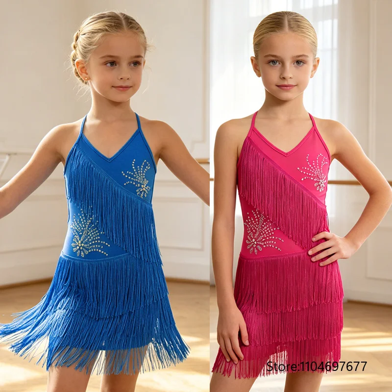 Latin Dance Dress for Girls Kids Shiny Diamonds Halter Sleeveless Tassels Dancing Dress Samba Rumba Jazz Cha Cha Dance Costume
Latin Dance Dress for Girls Kids Shiny Diamonds Halter Sleeveless Tassels Dancing Dress Samba Rumba Jazz Cha Cha Dance Costume