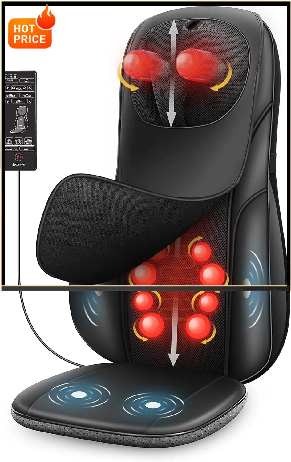 Бестселлер: Массажер для шеи и спины Шиацу с подогревом, регулируемая массажная накидка на кресло, подушка для массажа спины и сиденья для массажа всего тела
Бестселлер: Массажер для шеи и спины Шиацу с подогревом, регулируемая массажная накидка на кресло, подушка для массажа спины и сиденья для массажа всего тела