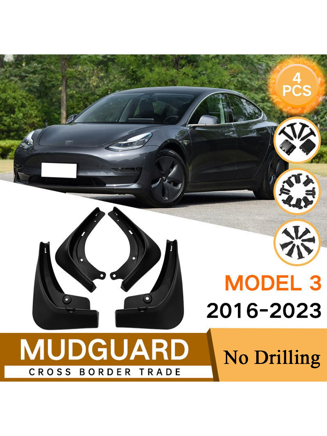 4Pcs Mud Flaps Splash Guards Fender for Tesla Model 3 2016 2017 2018 2019 2020 2021 2022 2023 Accessories No Drilling 4Pcs/set
4Pcs Mud Flaps Splash Guards Fender for Tesla Model 3 2016 2017 2018 2019 2020 2021 2022 2023 Accessories No Drilling 4Pcs/set