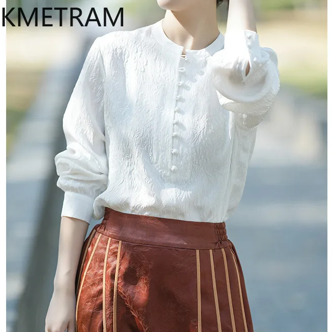 KMETRAM Spring Real Mulberry Silk Blouse Woman Luxury Solid Tops Long Sleeve Silk Shirt Woman Clothing 2025 Блузка Женская
KMETRAM Spring Real Mulberry Silk Blouse Woman Luxury Solid Tops Long Sleeve Silk Shirt Woman Clothing 2025 Блузка Женская