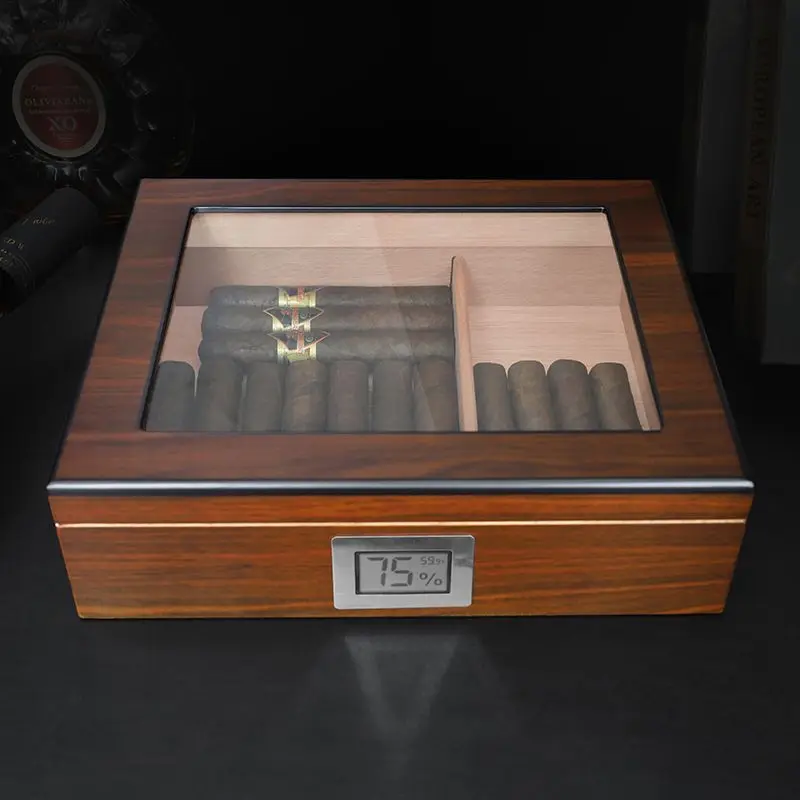 High grade cigar box moisturizing box Portable cigar moisturizing box Solid wood large capacity sealed storage cigarette box
High grade cigar box moisturizing box Portable cigar moisturizing box Solid wood large capacity sealed storage cigarette box