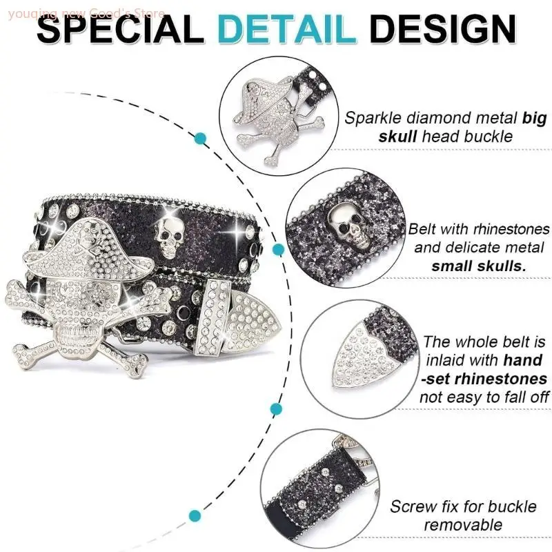 49ME Western Rhinestones Belt for Jeans Pants Women Men Unisex Punk Skull Buckle Belt
49ME Western Rhinestones Belt for Jeans Pants Women Men Unisex Punk Skull Buckle Belt