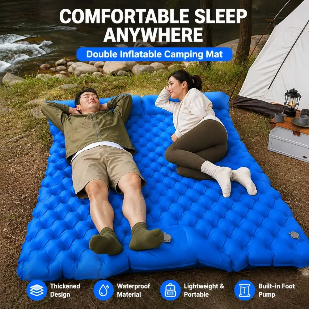 BlueCamping Equipment Built-in Pillow Pump Mat Outdoor Double Inflatable Mattress Extra Wide Sleeping Pad,Folding Bed Travel Mat
BlueCamping Equipment Built-in Pillow Pump Mat Outdoor Double Inflatable Mattress Extra Wide Sleeping Pad,Folding Bed Travel Mat