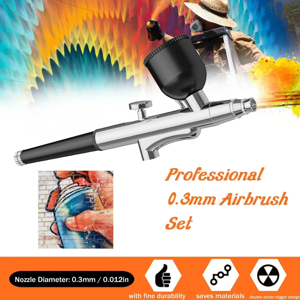 Portable Airbrush Spray Pen Single Action 0.3mm Nozzle Fine Mist Spray Gun for Model Painting Nail Cake Car Beauty Craft Use
Portable Airbrush Spray Pen Single Action 0.3mm Nozzle Fine Mist Spray Gun for Model Painting Nail Cake Car Beauty Craft Use