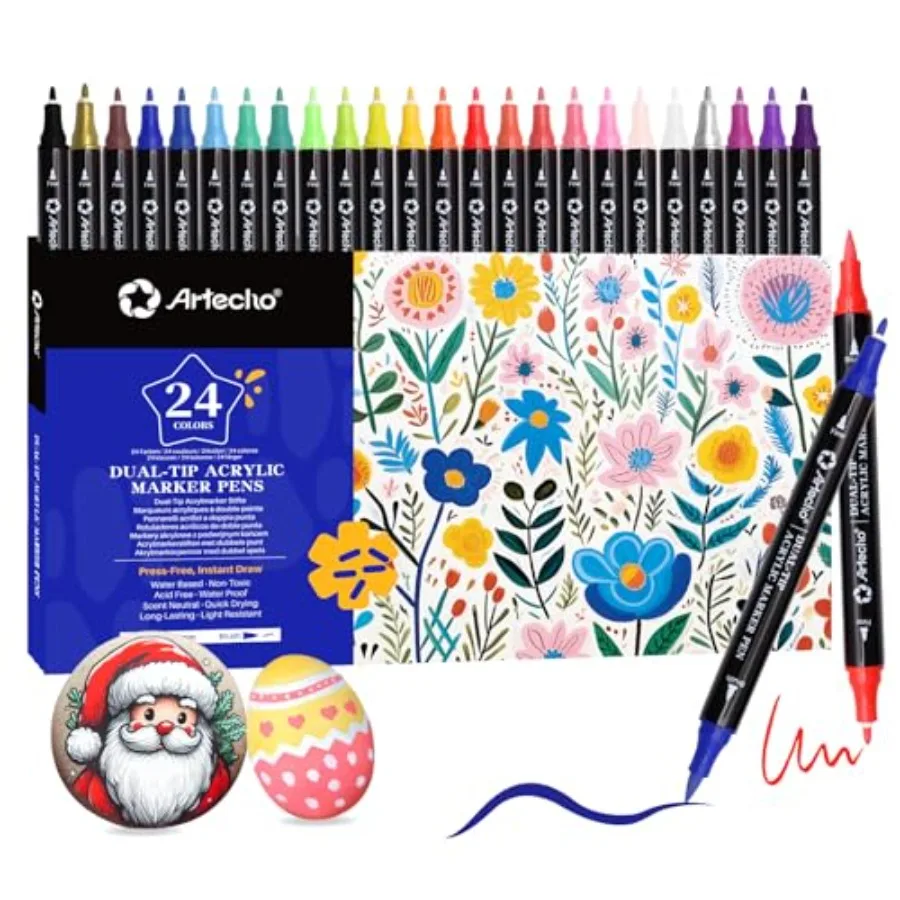 Acrylic Paint Markers, Acrylic Paint Pens with Brush Tip and Fine Tip for Stone, Rock Painting, Paper, Pumpkin, Wood, Egg, Canv
Acrylic Paint Markers, Acrylic Paint Pens with Brush Tip and Fine Tip for Stone, Rock Painting, Paper, Pumpkin, Wood, Egg, Canv