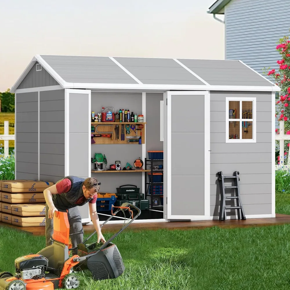 8x10 Ft Resin Storage Shed, Weather-resistant Outdoor Storage Shed, Including Floor, Windows, Lockable Door and Vents
8x10 Ft Resin Storage Shed, Weather-resistant Outdoor Storage Shed, Including Floor, Windows, Lockable Door and Vents
