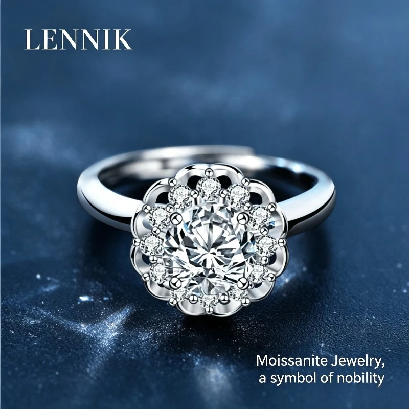 LENNIK Moissanite Diamond Ring 1 Carat 925 Sterling Silver Round Bag Ring for Women, Wedding Gift, Open Hand Accessory
LENNIK Moissanite Diamond Ring 1 Carat 925 Sterling Silver Round Bag Ring for Women, Wedding Gift, Open Hand Accessory