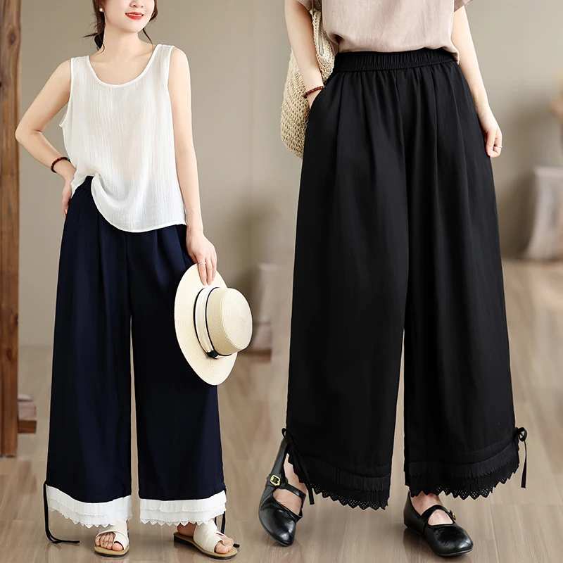 New Summer Women's Thin High Waist Wide Leg Jeans Lace Trim Loose Slimming Nine Point Pants Casual Soft Cool Feeling Large Size
New Summer Women's Thin High Waist Wide Leg Jeans Lace Trim Loose Slimming Nine Point Pants Casual Soft Cool Feeling Large Size